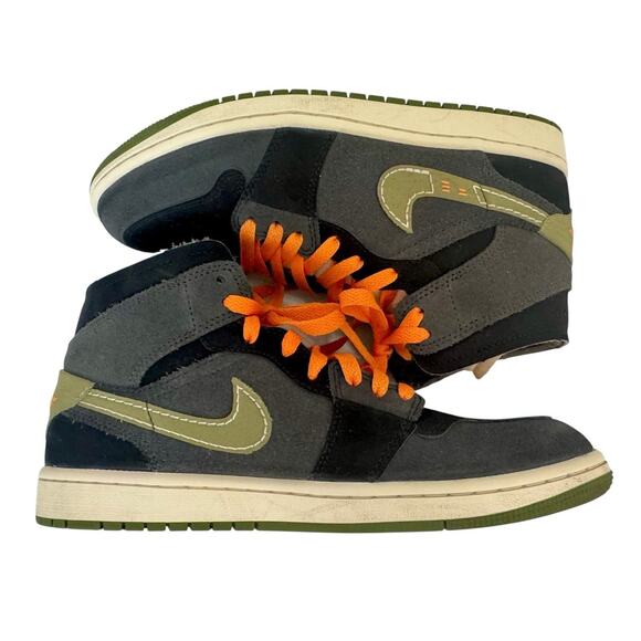 NIKE AIR JORDAN 1 Mid SE Craft Shoes FD6817-003 Anthracite Light Olive Men’s 8 - Picture 10 of 13
